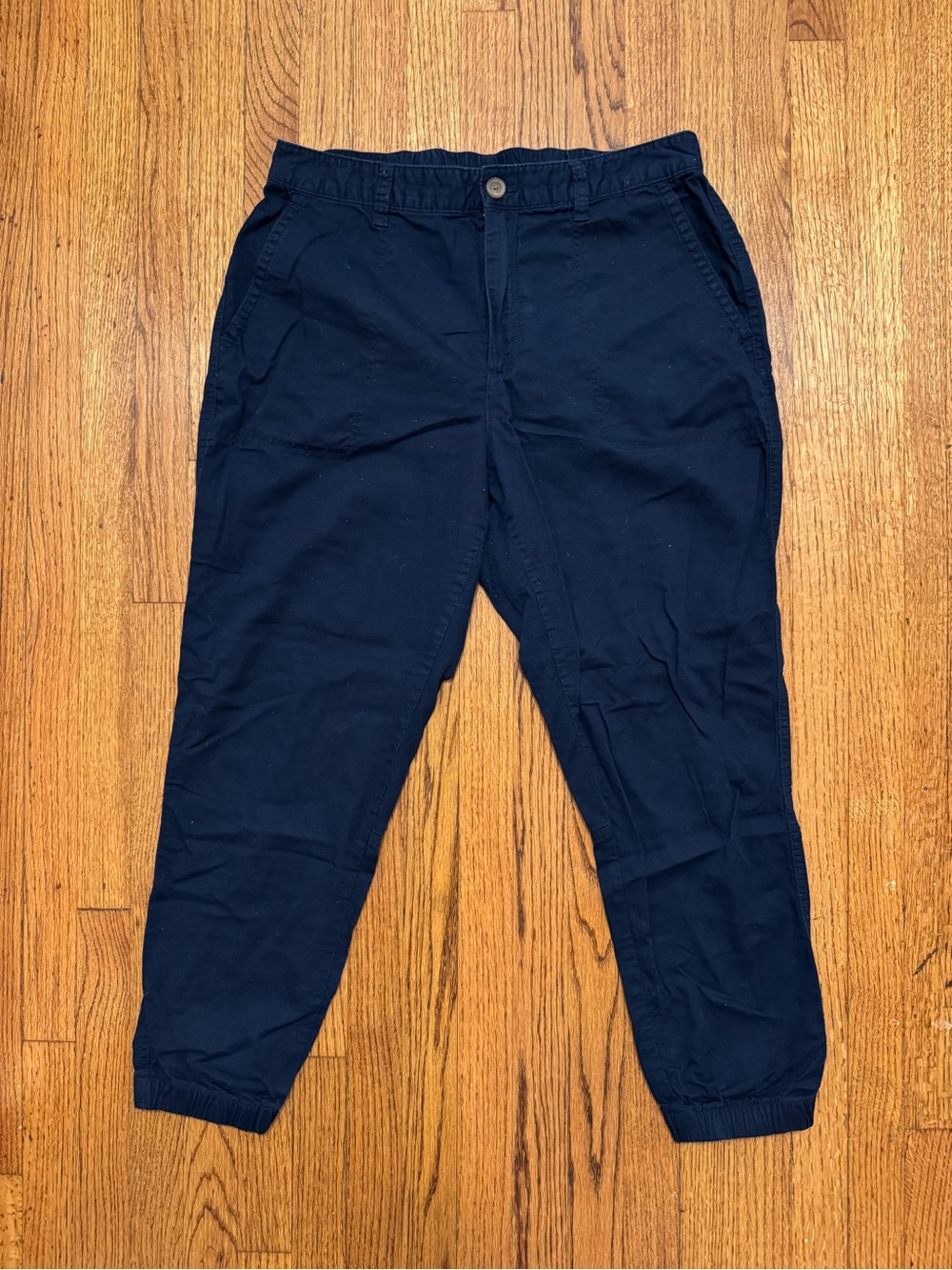 Gap Girlfriend Jogger Navy Blue Elastic Waist Twill Pants Size 14